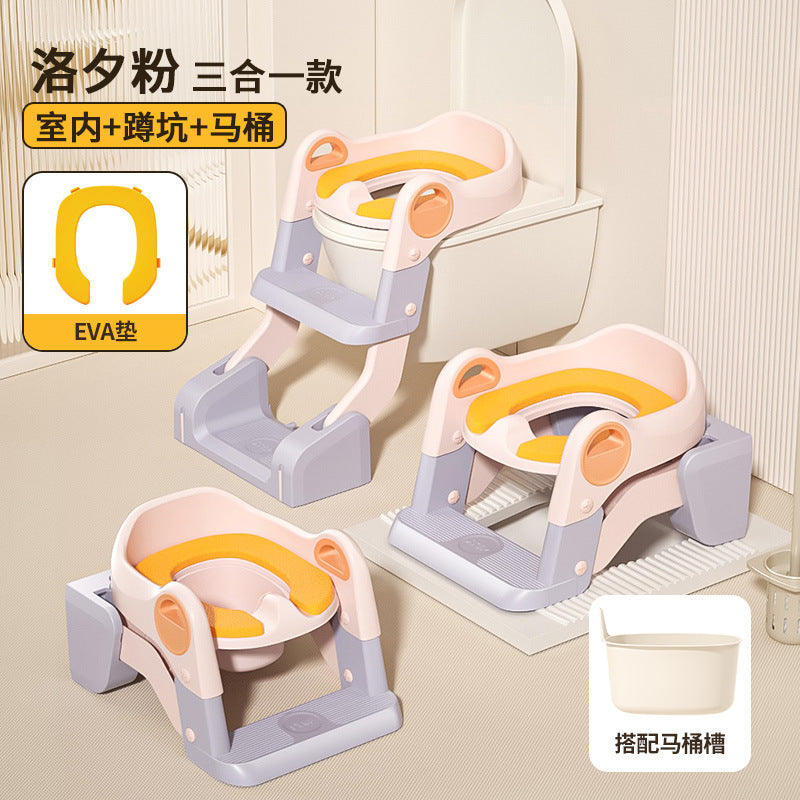 【Same Low Price】Children's Toilet Step Ladder Foldable Baby Potty Training Aid Boys and Girls Infant Handrail Toilet Step Ladder