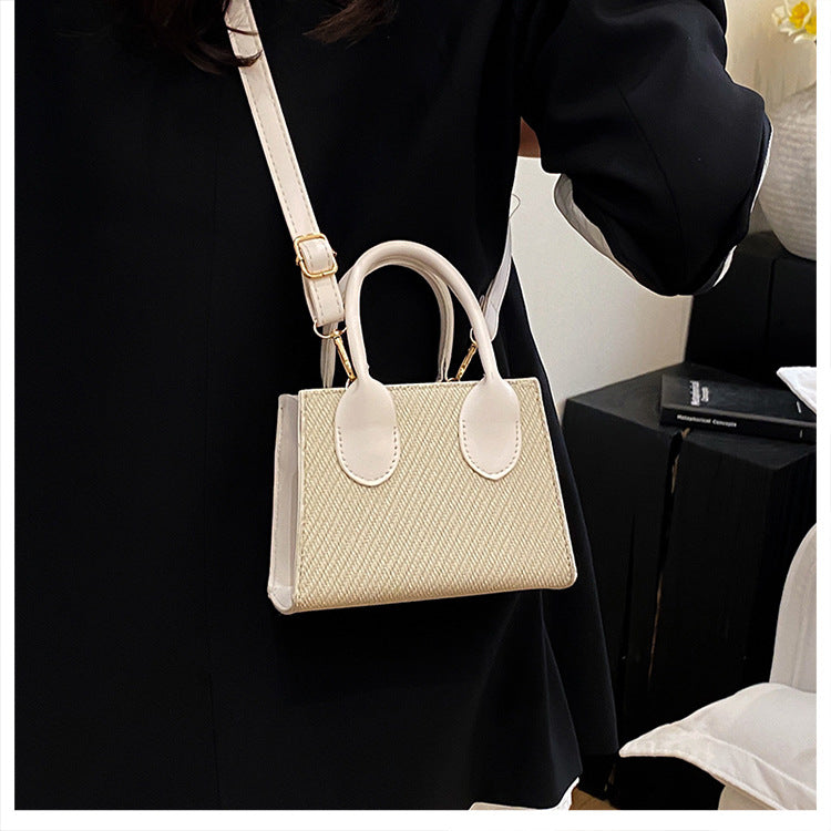 Korean Style Simple Crossbody Personality Small Square Bag2024Summer new style casual stylish single-shoulder bag corduroy handbag