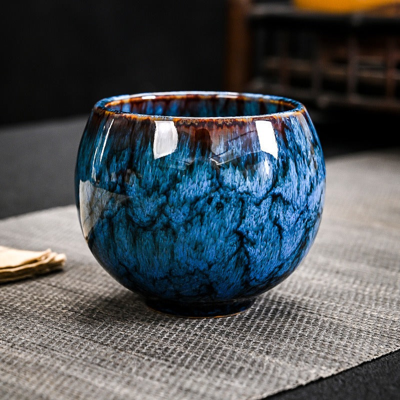 Kiln Change Five Elements Cup Kung Fu Tea Cup Large Capacity Exclusive Master Cup Tasting Cup Tea Bowl High-end Commemorative Tea Cup Gift Box