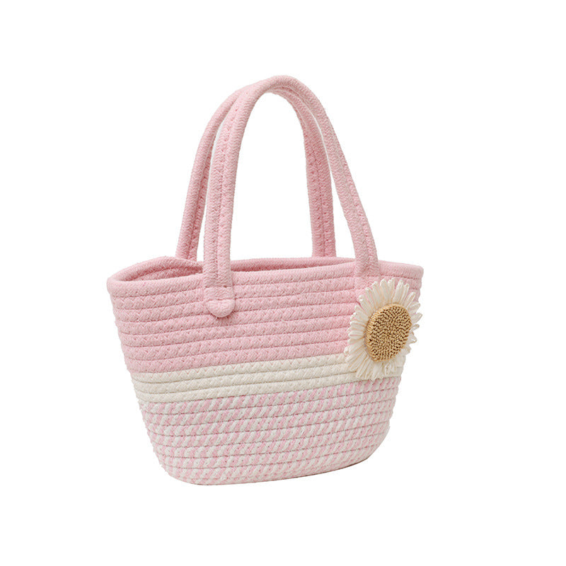 Hand-Woven Bag Women2025New Ethnic Style Straw Bag Forest Style Beach Large Capacity Basket Bag