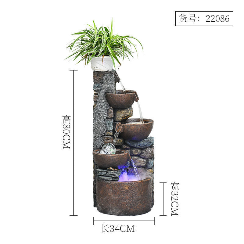 Pastoral External Circulation Water Pool Fountain Fish Tank Ornament for Home Living Room Courtyard Entrance Opening Decoration Zhao Zhi Zheng