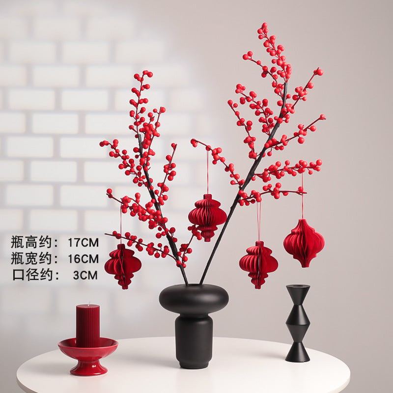 Wholesale Housewarming Gift Winter Green Red Fruit Artificial Flower Bouquet Decoration Ornament New Home Move-in Joy One Piece Dropshipping