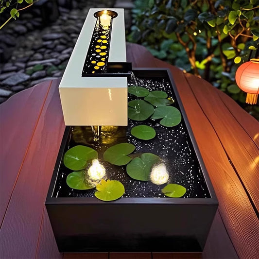 Stainless Steel Fish Pond Water Feature Flowing Water Ornament Garden Courtyard Outdoor Fountain Circulating Water Landscape Engineering Decoration
