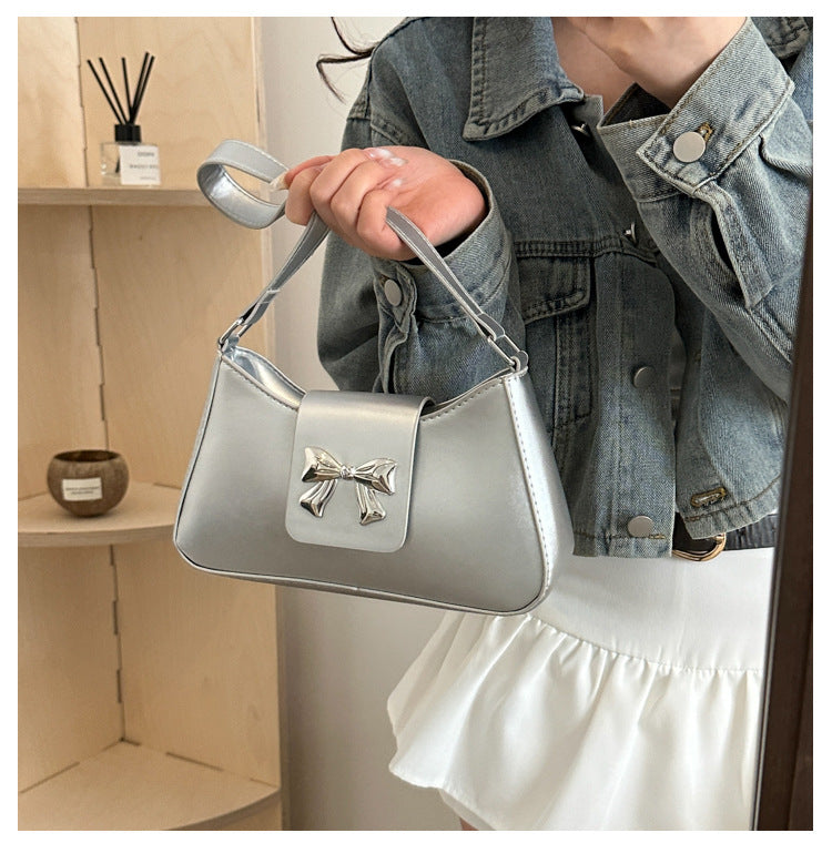 Korean Style Versatile Bag for Women2025Spring New Trendy Fashionable Single Shoulder Bag with Bowknot ins Underarm bag
