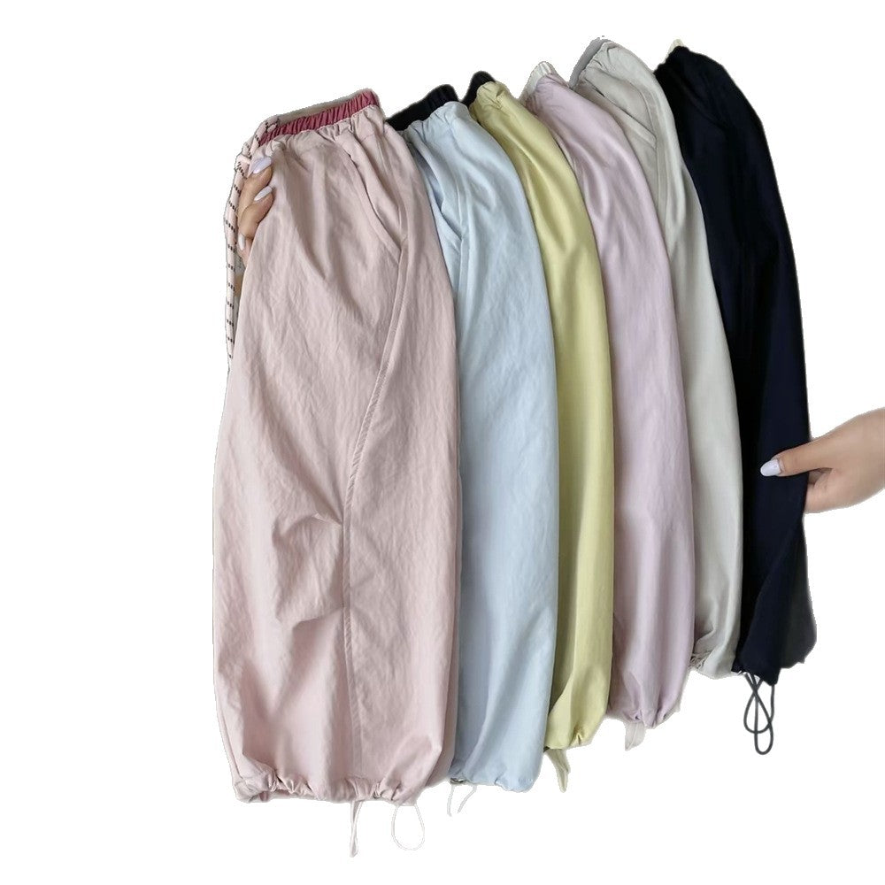 Sweet Little Girl Pants Summer Thin Baby Stylish Casual Anti-Mosquito Long Pants Children Cool Quick-Dry Paratrooper Pants