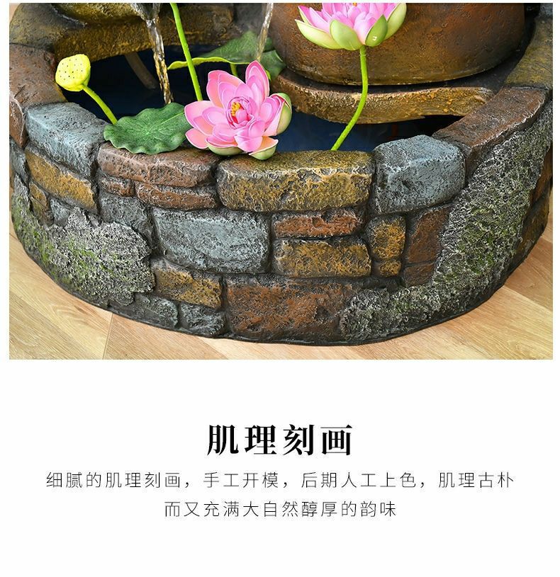 Pastoral External Circulation Water Pool Fountain Fish Tank Ornament for Home Living Room Courtyard Entrance Opening Decoration Zhao Zhi Zheng