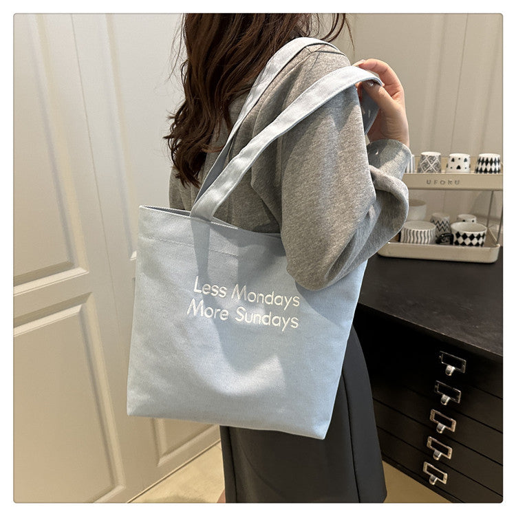 Vintage American Style Canvas Bag ins Large Capacity Student Commuter Artistic Single Shoulder Bag for Class Tote Bag for Women