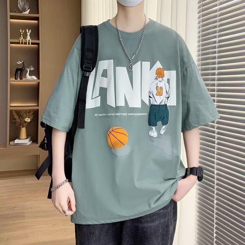 Youth Summer Ice Silk Short Sleeve t T-shirt for boys in summer2025New style junior high and high school student short-sleeve tops