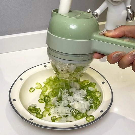 Multifunctional Vegetable Chopper for Chopping Chili Rings, Scallion, Ginger, Garlic Slices, Electric Garlic Masher