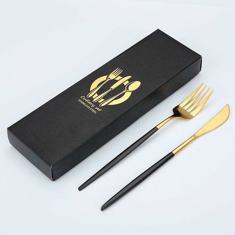 Portuguese Cutlery Stainless Steel Knife and Fork Two-Piece Set Western Steak Knife Fork Spoon Cutlery Gift Box Set Customizable LO
