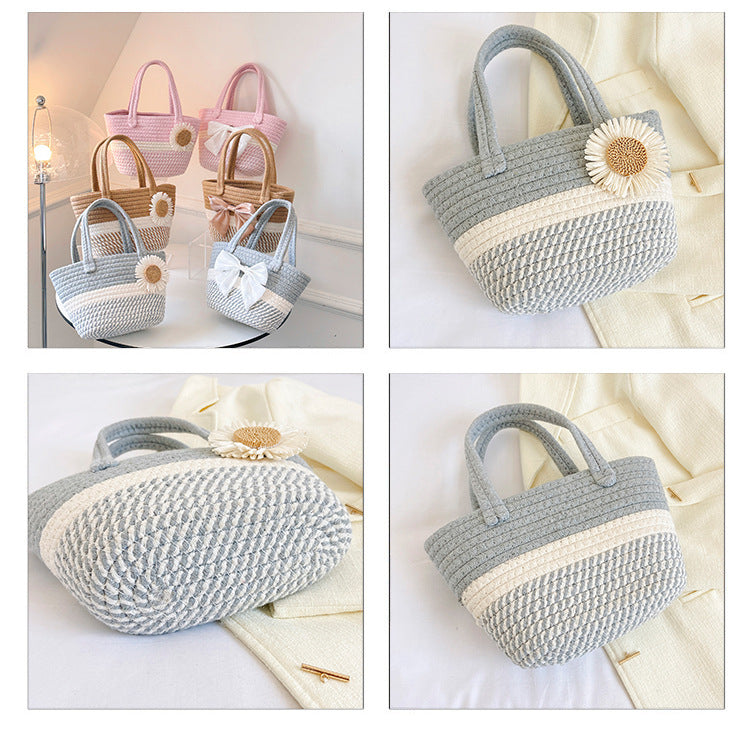 Hand-Woven Bag Women2025New Ethnic Style Straw Bag Forest Style Beach Large Capacity Basket Bag