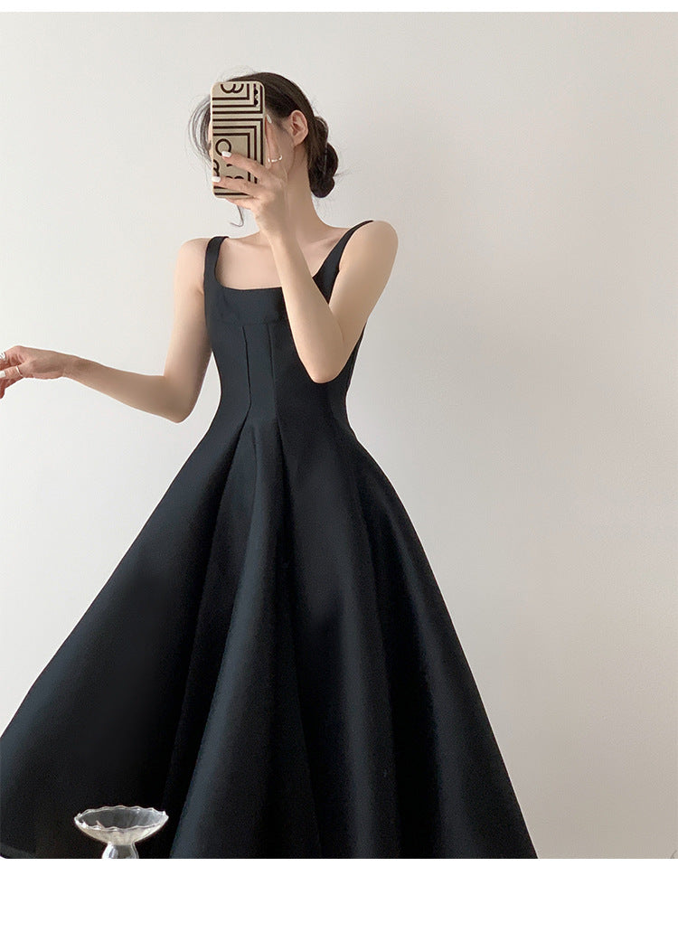 French Style Light Wedding Dress Solid Color Satin Simple Petite Host Adult Ceremony Party Banquet Evening Dress Suitable for Daily Wear