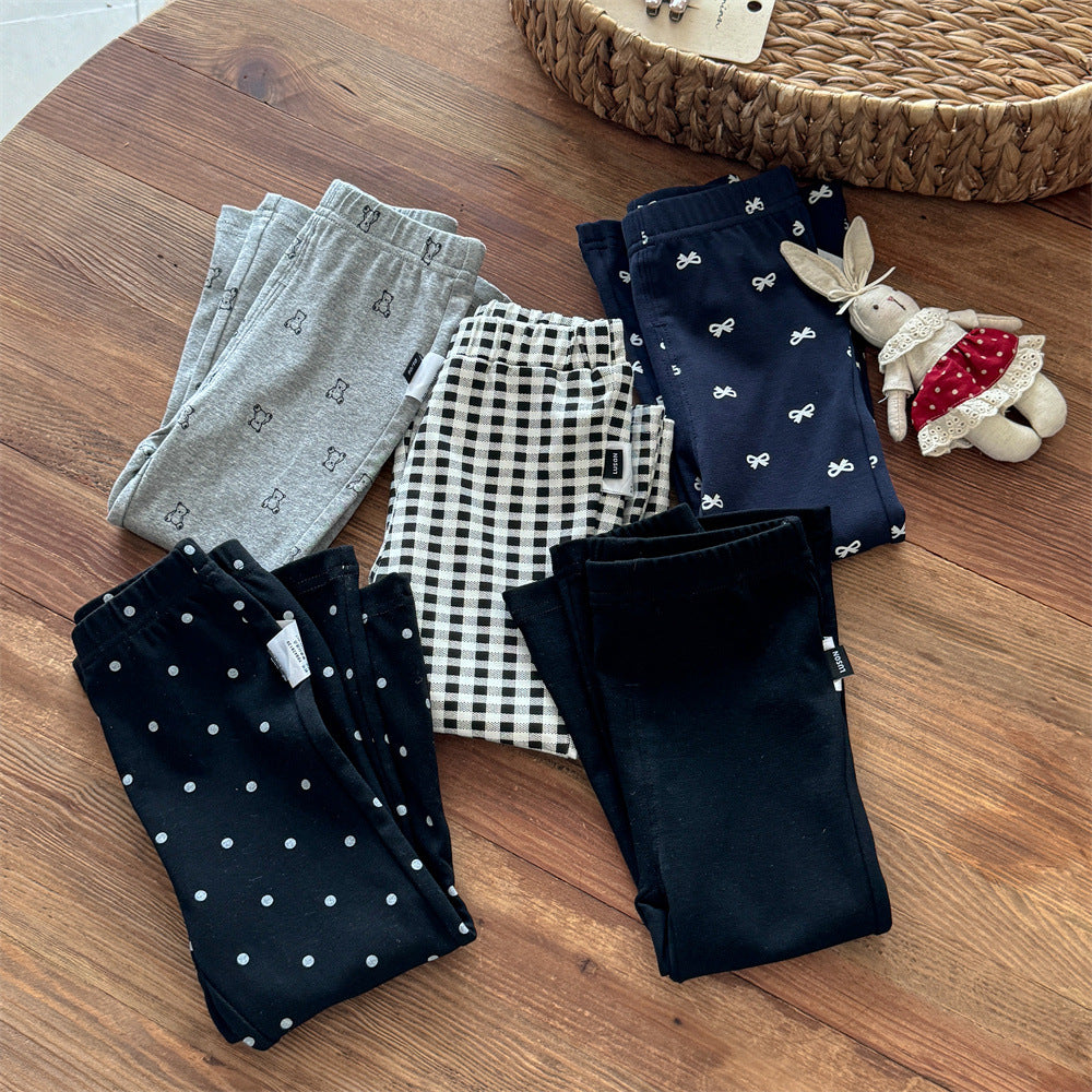 Sweet Little Girl Flared Pants Stylish Spring and Autumn New Baby Outerwear Leggings Korean Version Infant Children's Casual Long Pants