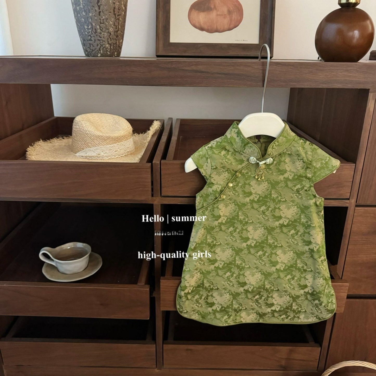 【Sweet Little Chef】Yuyue Longmen！Baby Girl New Chinese Style National Style Cheongsam Vest Fish Tail Skirt One-Year-Old Dress