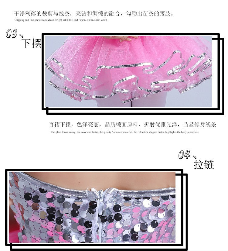 Kindergarten Performance Costume Children's Day Dance Costume for Girls Puffy Tulle Skirt Children's Jazz Dance Sequin Performance Dress