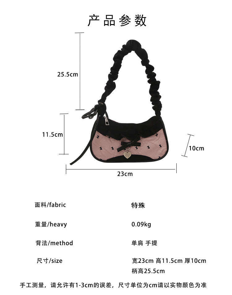 Super Popular Crossbody Bag for Women2025New Plaid Fabric Bag Wrinkled Color-Block Shoulder Bag Popular Commuter Small Square Bag