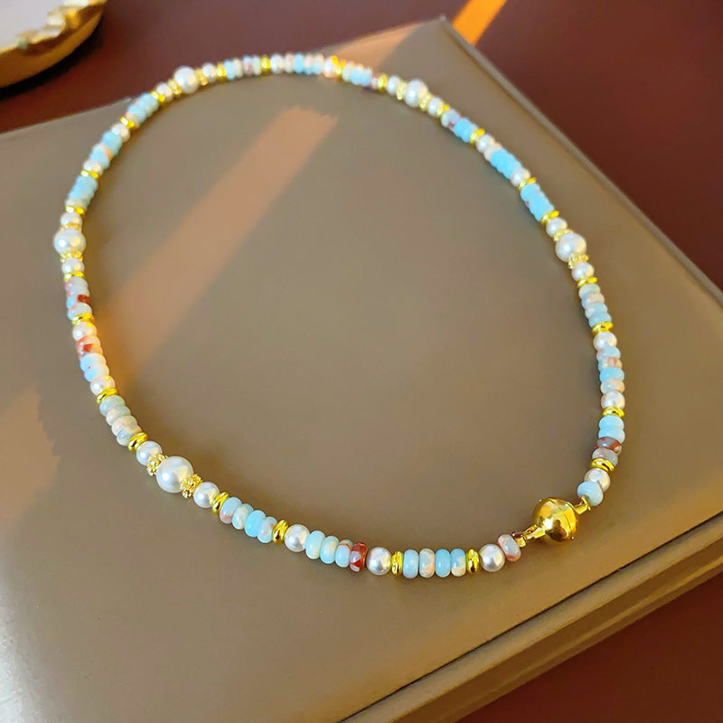 Baroque Freshwater Pearl Necklace Simple Elegant Colorful Beaded Collarbone Chain Niche Light Luxury High-End Sense Necklace for Women