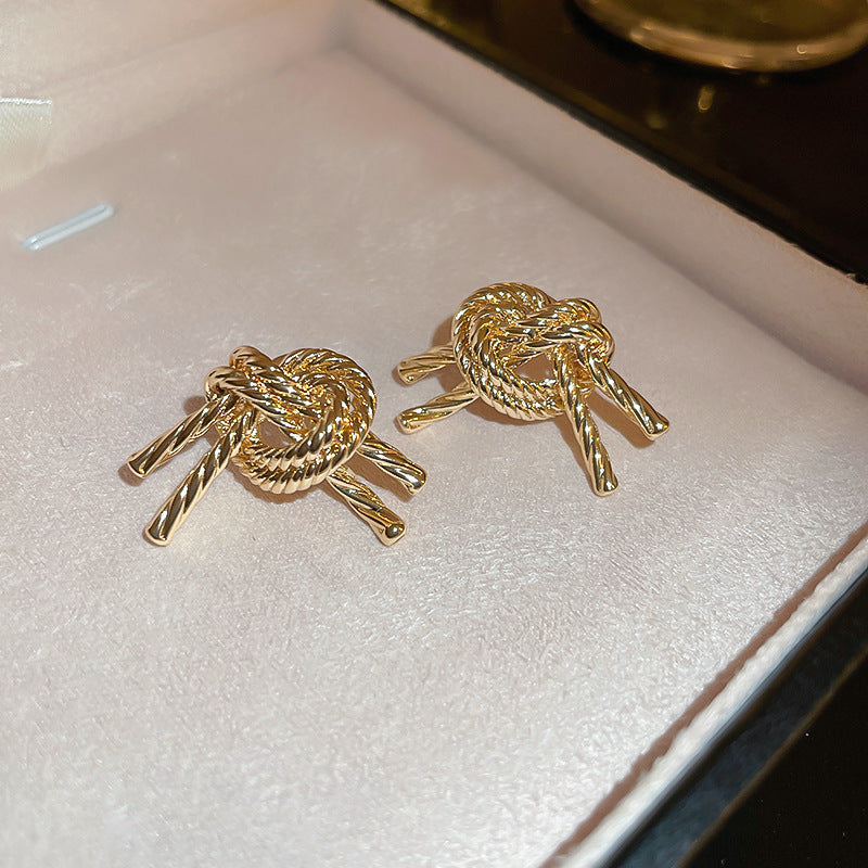 Silver Needle Metal Earrings High-end Simple Stud Earrings Fashion Versatile Light Luxury Unique Niche Earrings Yiwu Wholesale