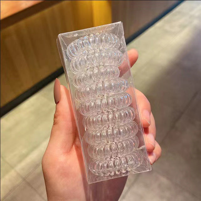 TikTok Hot Trend Korean Version ins Internet Celebrity Boxed Gradient Telephone Wire Hair Tie Fresh Style Elastic Band One Piece Dropshipping