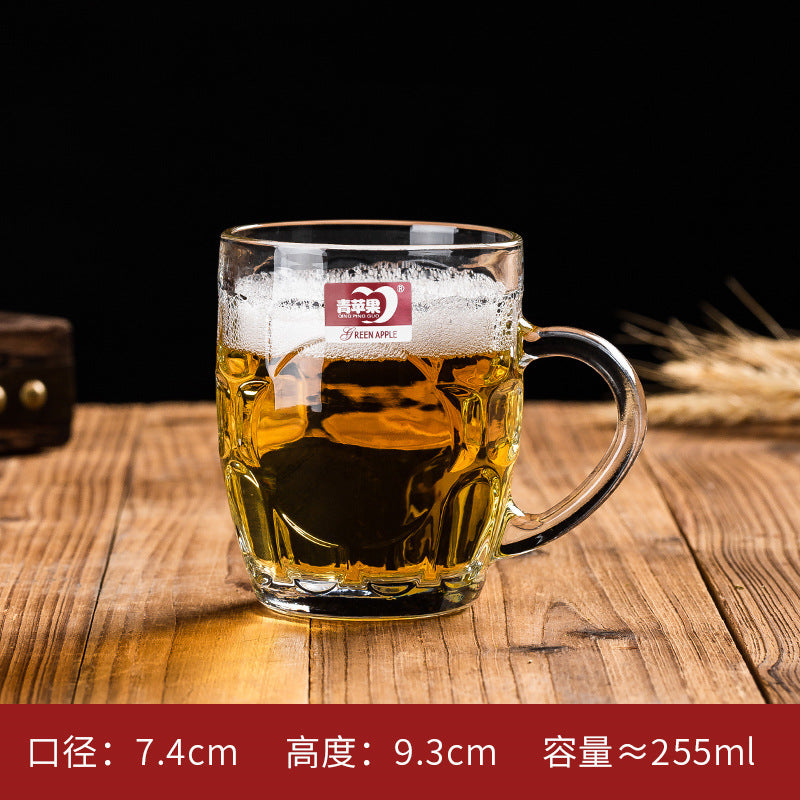 Transparent Glass Cup Heat-Resistant Large Thickened Tea Cup with Handle Beer Cup Without Lid Bar Gift Customizable logo