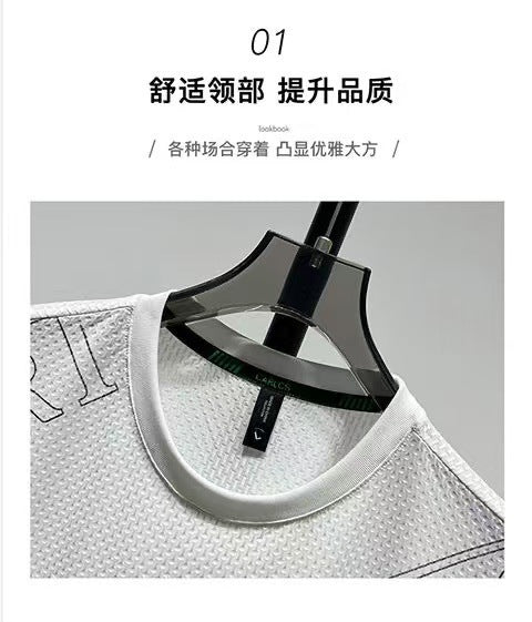 Foreign Trade Ice Silk Short Sleeve t Men's Summer Trendy Brand Short Sleeve T-Shirt2025New casual quick-dry men's top