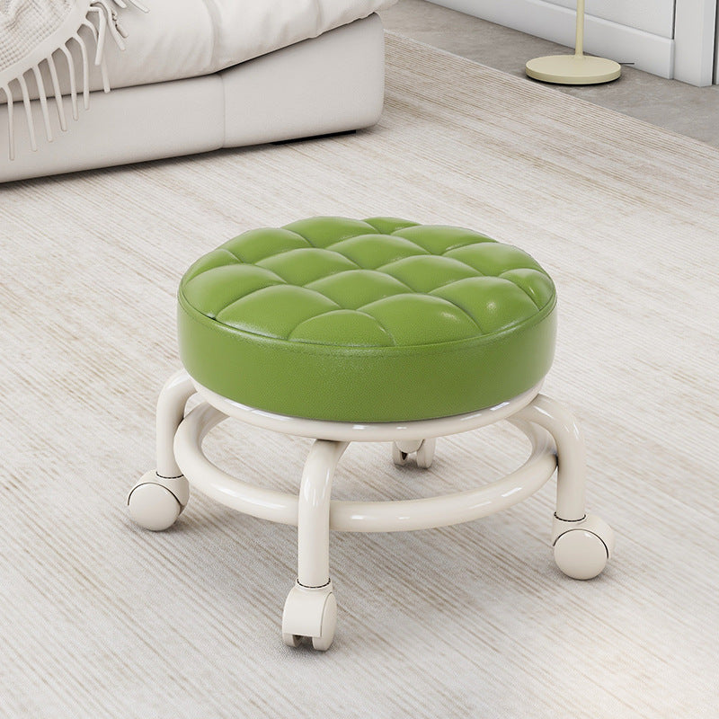 Universal Wheel Small Stool with Wheels, Low Stool for Home, Shoe Changing Stool, Living Room Children's Round Stool with Wheels, Silent Wheels