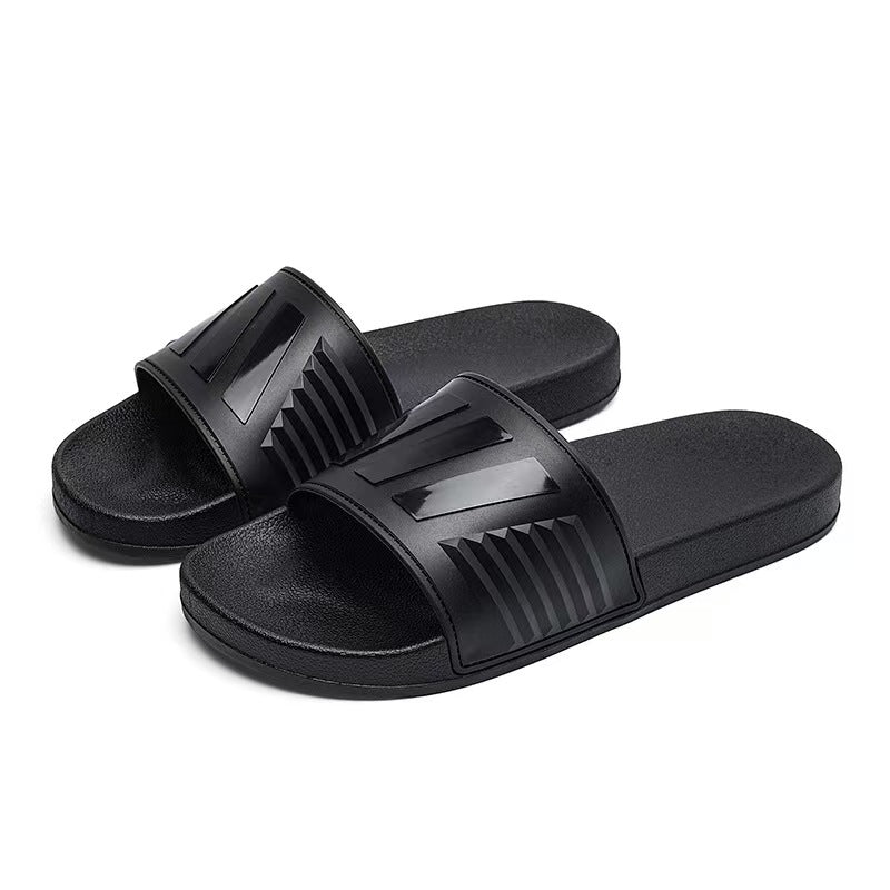 Men's Three-Stripe Slippers2024New Korean Style Outdoor Indoor Home Bathroom Non-Slip Beach Sandals