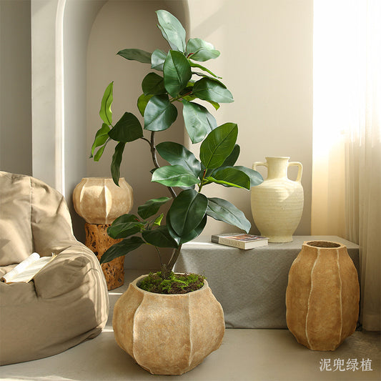 Silent Wind Cement Vase Flower Pot Indoor Living Room Desktop Decoration Entrance TV Cabinet Homestay Soft Decoration Flower Arrangement Ornament
