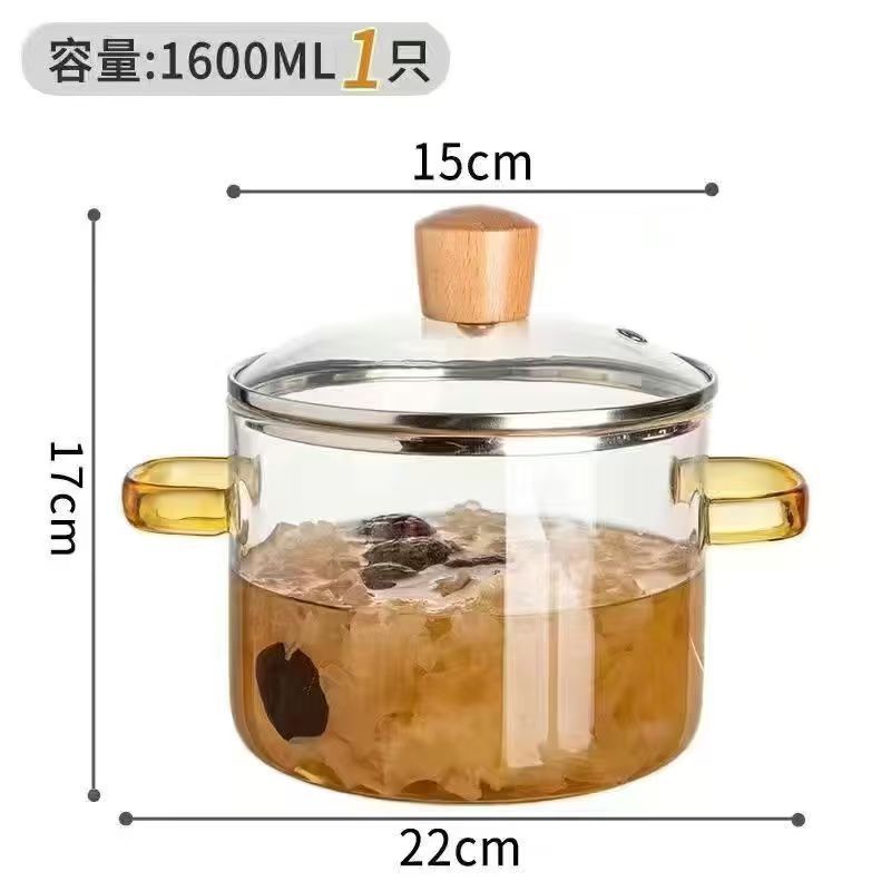 Creative Bear Double Ear Soup Pot Striped Pot Glass Transparent Health Pot Electric Ceramic Stove Heatable Instant Noodle Bowl Milk Pot