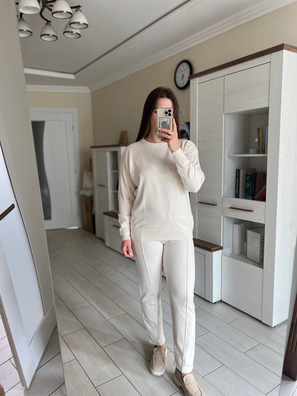 2025Autumn and Winter New ins Women's Loose Round Neck Sweater Set with Carrot Pants European and American Knitted Sets