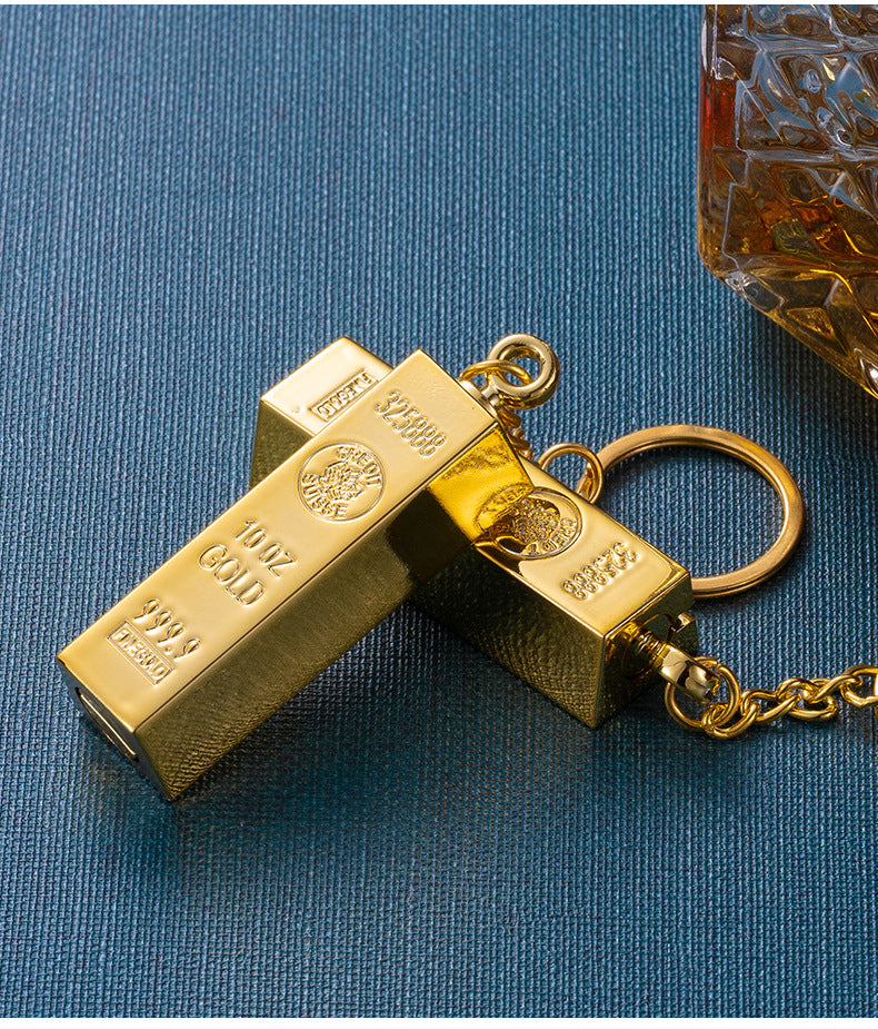 10,000 Matches Lighter Kerosene Outdoor Portable Keychain Gold Bar Shape Cigarette Lighter Men's Gift
