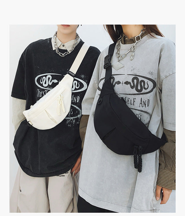2025Summer New Simple Versatile Large Capacity Canvas Underarm Bag for Outings and Commutes, Niche Design Solid Color Chest Bag