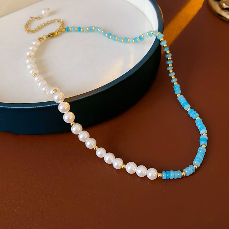 Baroque Freshwater Pearl Necklace Simple Elegant Colorful Beaded Collarbone Chain Niche Light Luxury High-End Sense Necklace for Women