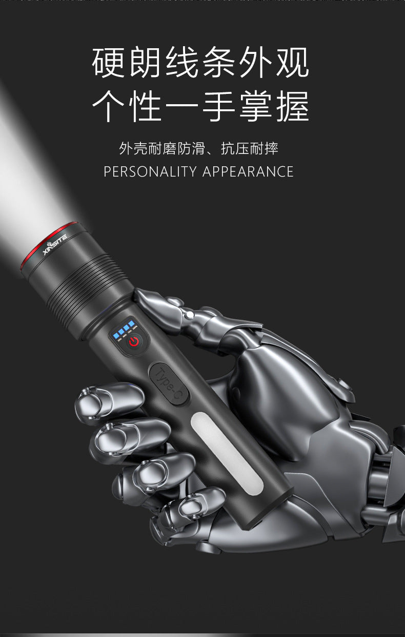 Cross-border Hot-Selling White Laser High-Intensity Side Light COB Zoom Long-Range Multi-Function Flashlight