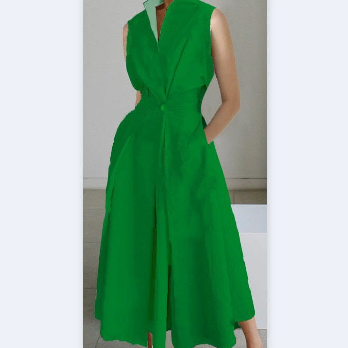 Cross-border New Style Foreign Trade Medieval Retro Plus Size Fashion POLO Loose Collar Wide Hem Women's Dress Wholesale