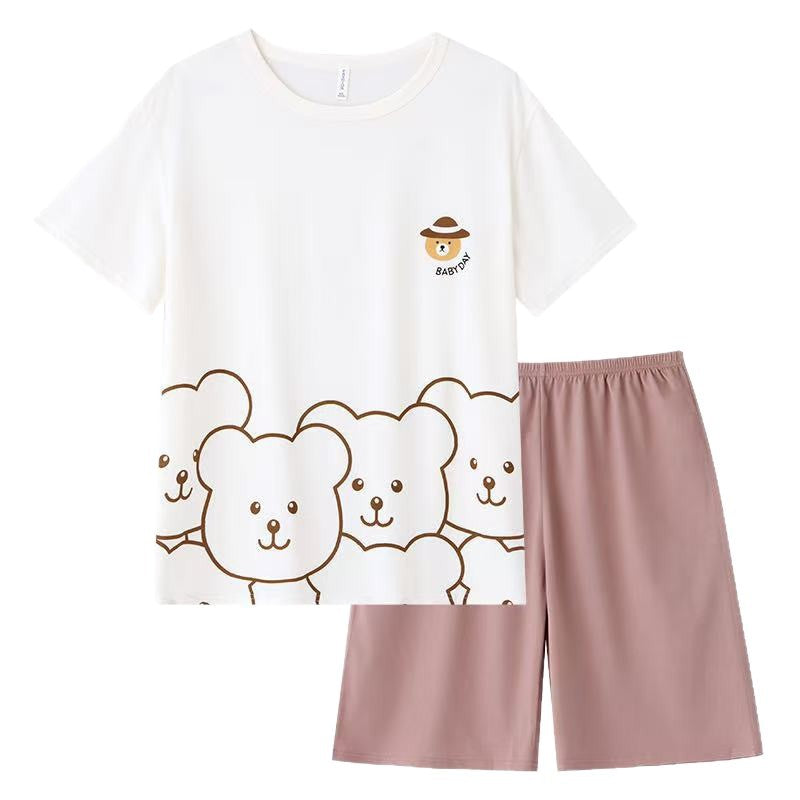 Foreign Trade Cross-Border Internet Celebrity Live Korean Version Cartoon Wearable Couple Short Sleeve Pajamas Homewear Summer Set Men's Pajamas