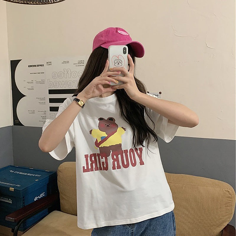 Couple Clothes Insi Trendy Cross-Border2023Summer New Style Crop Top Korean Version Slim Fit Short Sleeve T Shirt for Female Students