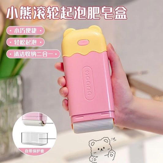 Wholesale-【Light Luxury Bear Soap Dish】Bear Multifunctional Foaming Soap Box Hands-Free Soap Storage