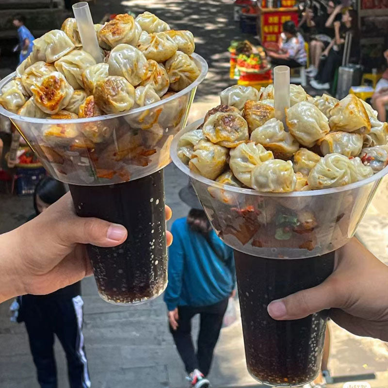 Internet Celebrity Smoking Cup Thumb Fried Bun Coke Cup Thickened Walking Hot Pot Cup Cold Drink Fruit Cup Tray Bowl Smoking Vegetable Cup