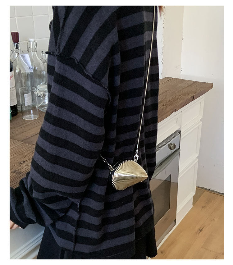 Mini2025Summer New Bag Niche Metal Shell Single Shoulder Chain Crossbody Bag Evening Fashion Small Bag for Women
