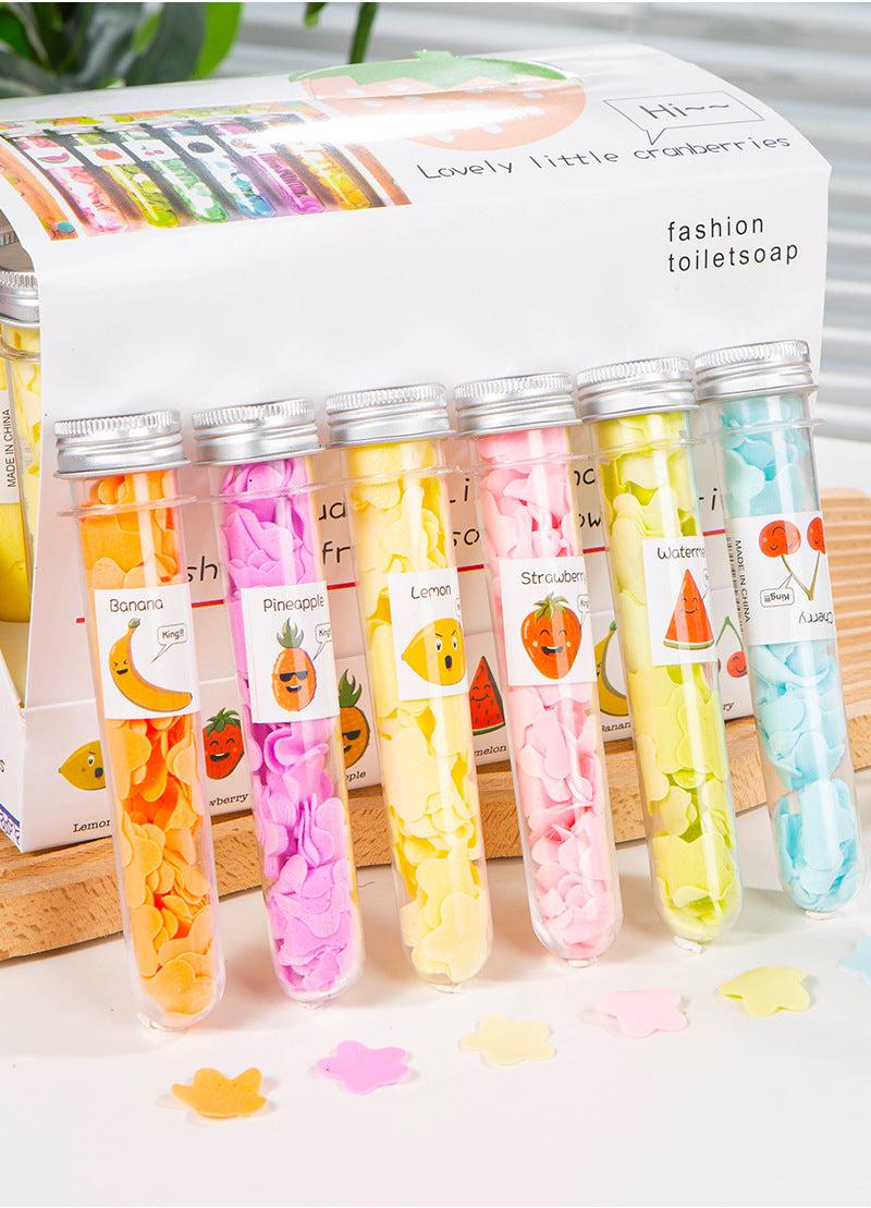 Outdoor Portable Hand Washing Travel Disposable Paper Soap Tablets Test Tube Soap Flower Soap Paper Bottle Flower Shape Soap Tablets