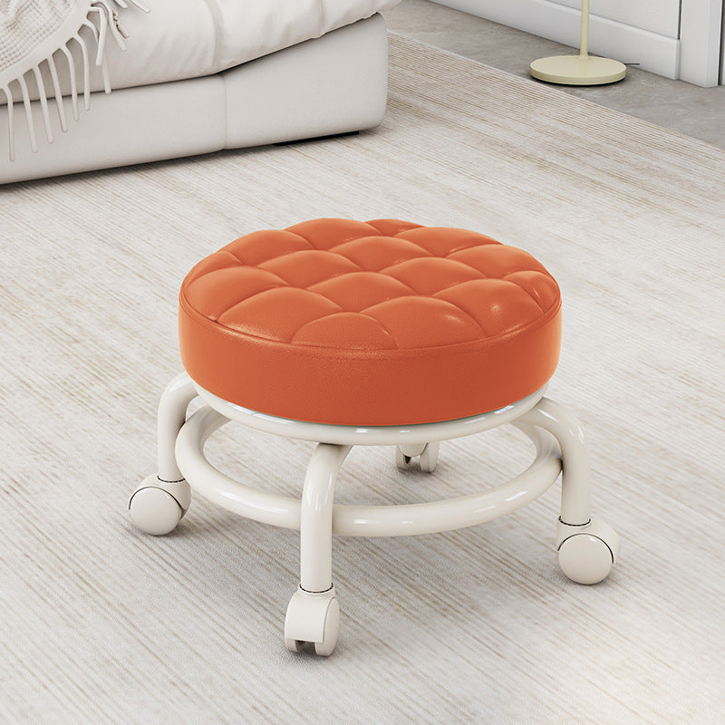 Universal Wheel Small Stool with Wheels, Low Stool for Home, Shoe Changing Stool, Living Room Children's Round Stool with Wheels, Silent Wheels