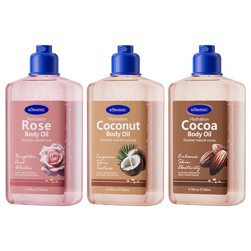 KORMESIC Full English Coconut Body Oil Body oil Massage Essential Oil260ml Cross-Border Foreign Trade Wholesale