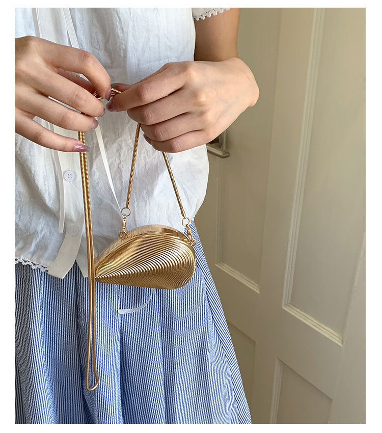 Mini2025Summer New Bag Niche Metal Shell Single Shoulder Chain Crossbody Bag Evening Fashion Small Bag for Women