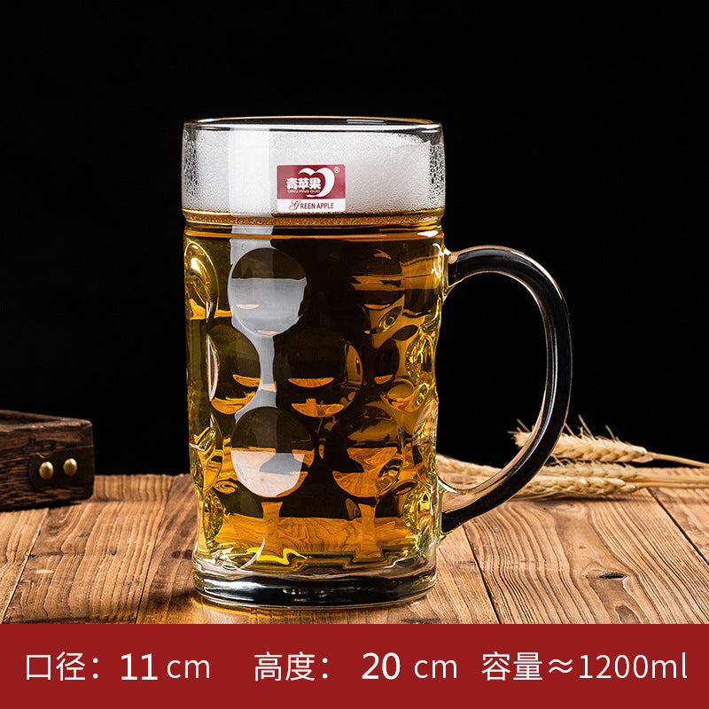 Transparent Glass Cup Heat-Resistant Large Thickened Tea Cup with Handle Beer Cup Without Lid Bar Gift Customizable logo
