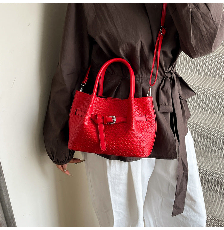 Korean style Niche Sweet Girl Handbag2025New high-end vegetable basket woven bag single shoulder crossbody bag