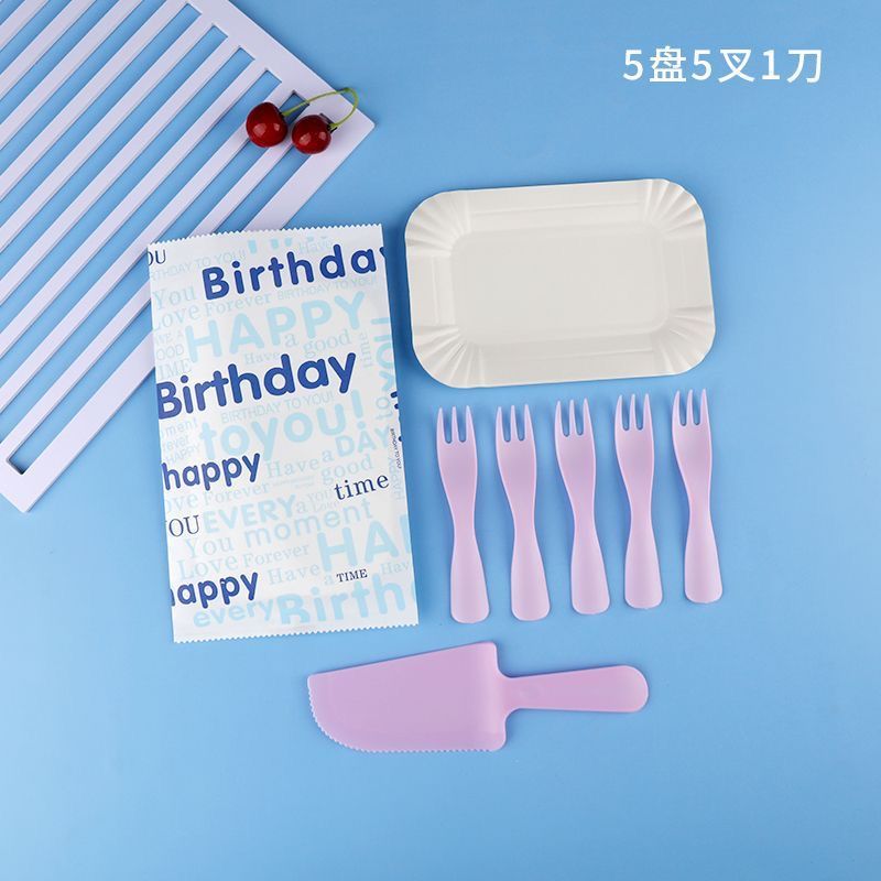 Birthday Cake Cutlery Set Bakery Disposable Cutlery Plates Food Grade Cake Shop Plastic Tableware