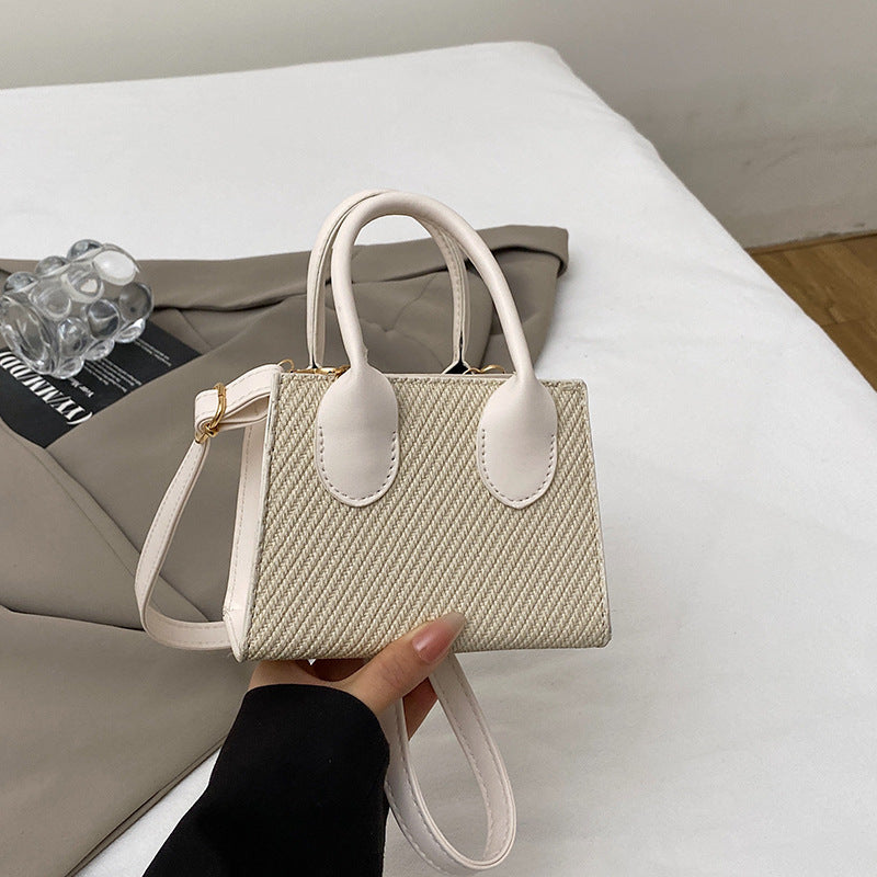 Korean Style Simple Crossbody Personality Small Square Bag2024Summer new style casual stylish single-shoulder bag corduroy handbag