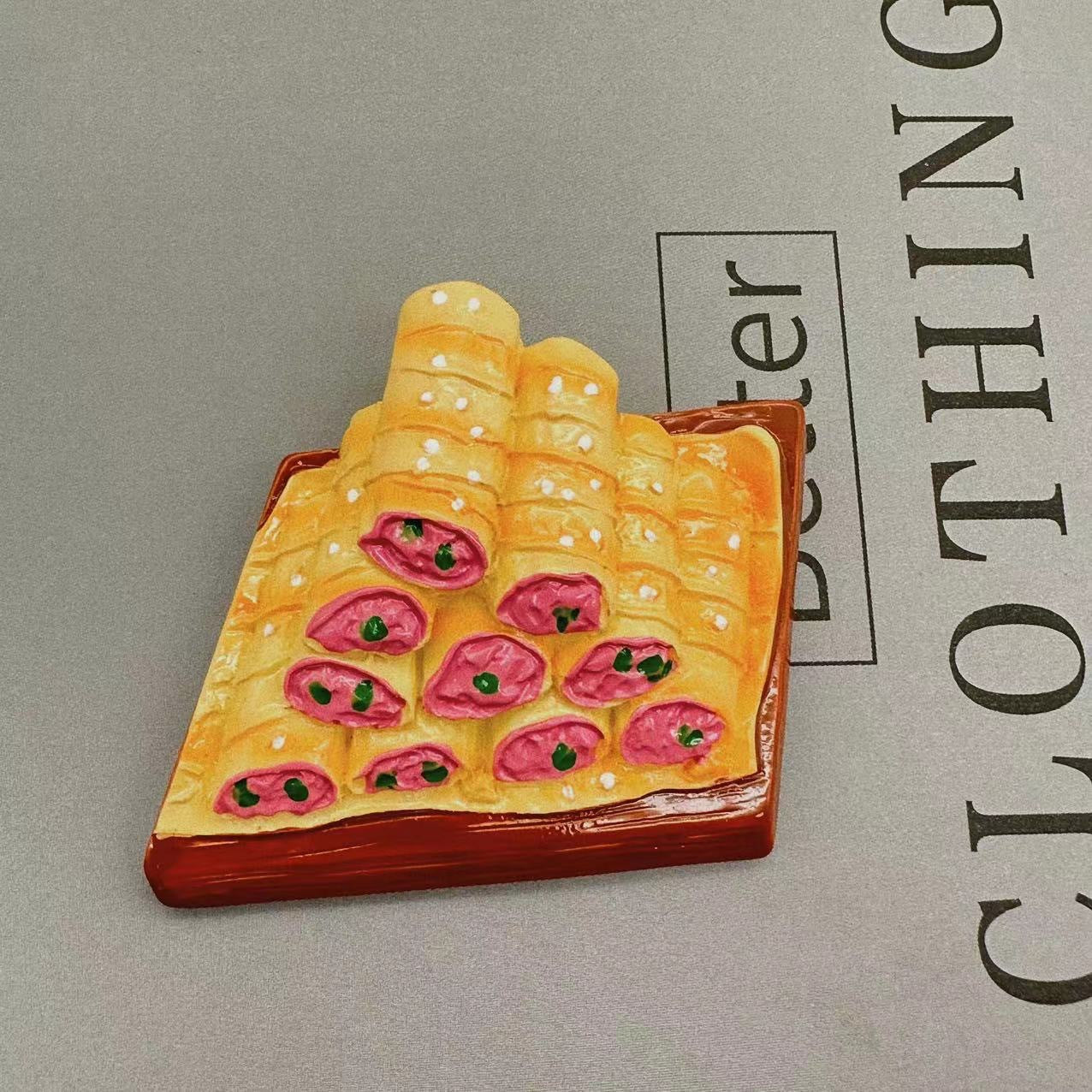 *Beautiful Little Aunt* Refrigerator Magnet 3D Creative Magnetic Sticker Simulation Food Bread Message Sticker Magnetic