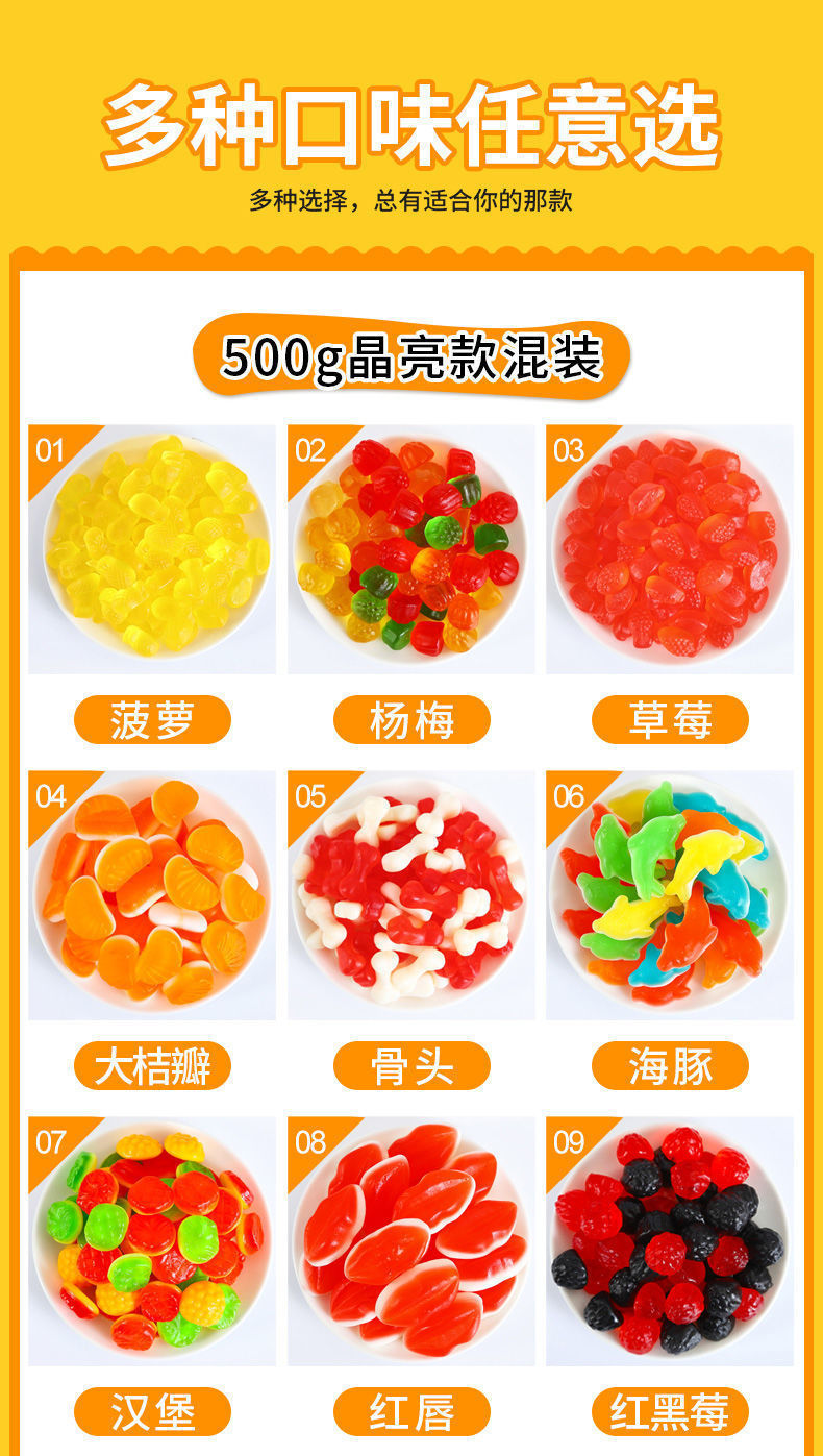 【3.9Grab1Bag】Snack Symbol Sour Sand Bursting Oil-Coated Fruit Flavor Gummy Candy Soft Candy Mixed Craving-Relieving Snacks